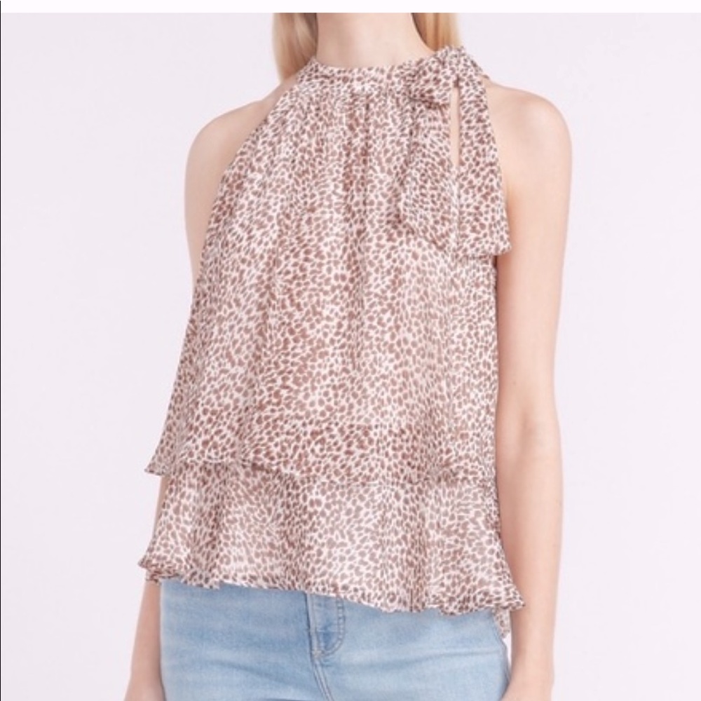 Express flowy sheer leopard print halter top